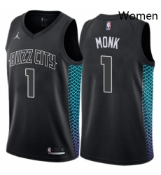 Womens Nike Jordan Charlotte Hornets 1 Malik Monk Swingman Black NBA Jersey City Edition 