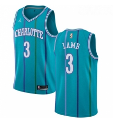 Womens Nike Jordan Charlotte Hornets 3 Jeremy Lamb Swingman Aqua Hardwood Classics NBA Jersey