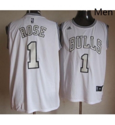 Bulls 1 Derrick Rose White On White Stitched NBA Jersey