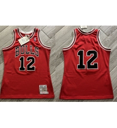 Men Chicago Bulls 12 Michael Jordan 1990 Red Mitchell  26 Ness Throwback Stitched Jersey