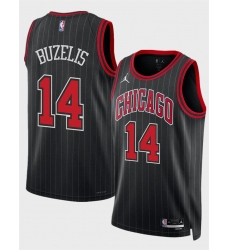 Men Chicago Bulls 14 Matas Buzelis Black 2024 Draft Statement Edition Stitched Basketball Jersey