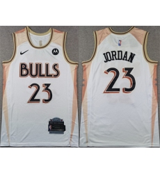 Men Chicago Bulls 23 Michael Jordan White 2024 City Edition Stitched Basketball Jersey