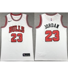 Men Chicago Bulls 23 Michael Jordan White Stitched Basketball Jersey