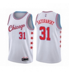 Mens Chicago Bulls 31 Tomas Satoransky Authentic White Basketball Jersey City Edition 