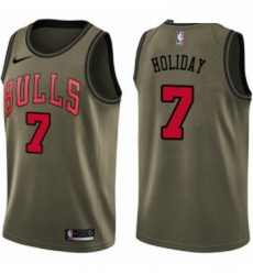 Youth Nike Chicago Bulls 7 Justin Holiday Swingman Green Salute to Service NBA Jersey 