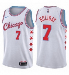 Youth Nike Chicago Bulls 7 Justin Holiday Swingman White NBA Jersey City Edition 