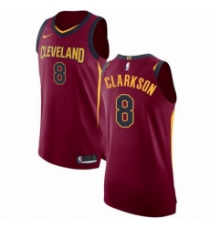 Mens Nike Cleveland Cavaliers 8 Jordan Clarkson Authentic Maroon NBA Jersey Icon Edition 