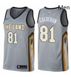 Mens Nike Cleveland Cavaliers 81 Jose Calderon Swingman Gray NBA Jersey City Edition 