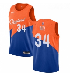 Youth Nike Cleveland Cavaliers 34 Tyrone Hill Swingman Blue NBA Jersey City Edition