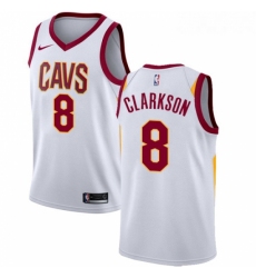 Youth Nike Cleveland Cavaliers 8 Jordan Clarkson Authentic White NBA Jersey Association Edition 