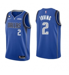 Men Dallas Mavericks 2 Kyrie Irving Blue Icon Edition With NO 6 Patch Stitched Basketball Jersey