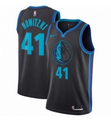 Mens Nike Dallas Mavericks 41 Dirk Nowitzki Swingman Charcoal NBA Jersey City Edition