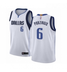 Youth Dallas Mavericks 6 Kristaps Porzingis Swingman White Basketball Jersey Association Edition 