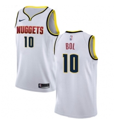 Men Nike Denver Nuggets 10 Bol Bol White NBA Swingman Association Edition Jersey