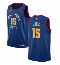 Mens Nike Denver Nuggets 15 Nikola Jokic Swingman Light Blue Alternate NBA Jersey Statement Edition