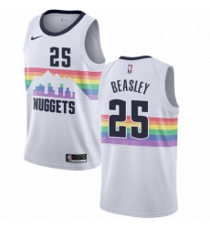 Mens Nike Denver Nuggets 25 Malik Beasley Swingman White NBA Jersey City Edition