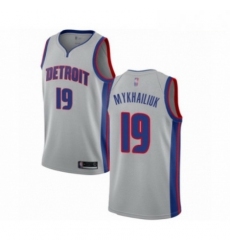 Mens Detroit Pistons 19 Sviatoslav Mykhailiuk Authentic Silver Basketball Jersey Statement Edition 