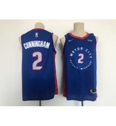 Men's Detroit Pistons #2 Cade Cunningham Blue 2021 City Player Jersey