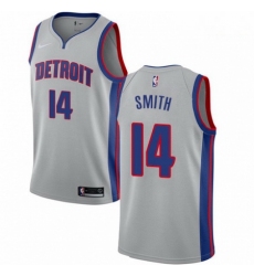 Mens Nike Detroit Pistons 14 Ish Smith Swingman Silver NBA Jersey Statement Edition