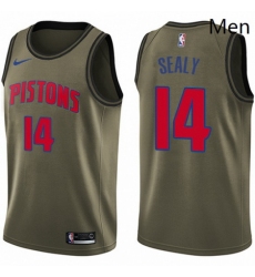 Mens Nike Detroit Pistons 14 Malik Sealy Green Salute to Service NBA Swingman Jersey 