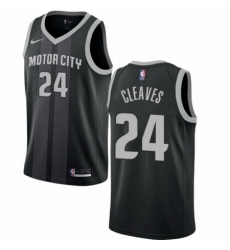 Mens Nike Detroit Pistons 24 Mateen Cleaves Swingman Black NBA Jersey City Edition