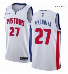 Mens Nike Detroit Pistons 27 Zaza Pachulia Swingman White NBA Jersey Association Edition 