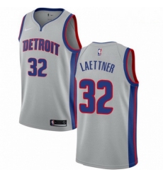 Mens Nike Detroit Pistons 32 Christian Laettner Swingman Silver NBA Jersey Statement Edition