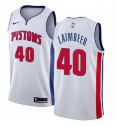 Mens Nike Detroit Pistons 40 Bill Laimbeer Authentic White Home NBA Jersey Association Edition