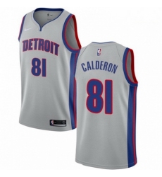 Mens Nike Detroit Pistons 81 Jose Calderon Authentic Silver NBA Jersey Statement Edition 