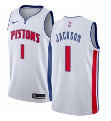 Womens Nike Detroit Pistons 1 Reggie Jackson Authentic White Home NBA Jersey Association Edition