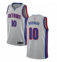 Womens Nike Detroit Pistons 10 Dennis Rodman Authentic Silver NBA Jersey Statement Edition