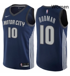 Womens Nike Detroit Pistons 10 Dennis Rodman Swingman Navy Blue NBA Jersey City Edition