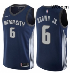 Womens Nike Detroit Pistons 6 Bruce Brown Jr Swingman Navy Blue NBA Jersey City Edition 