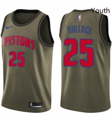 Youth Nike Detroit Pistons 25 Reggie Bullock Swingman Green Salute to Service NBA Jersey 