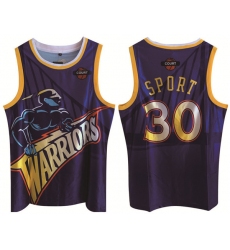 Men Golden State Warriors 30 Stephen Curry Purple Print Basketball Jerse