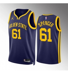 Men Golden State Warriors 61 Pat Spencer Navy Statement Edition Stitched Basketball Jersey