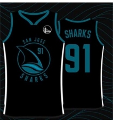 Men Golden State Warriors X San Jose Sharks 91 Black Basketball Jersey