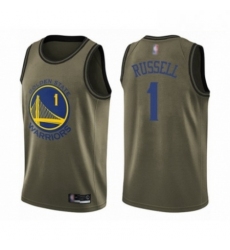 Mens Golden State Warriors 1 DAngelo Russell Swingman Green Salute to Service Basketball Jersey 