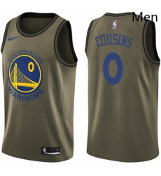 Mens Nike Golden State Warriors 0 DeMarcus Cousins Green NBA Swingman Salute to Service Jersey 