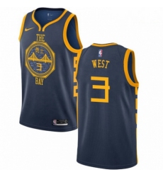 Mens Nike Golden State Warriors 3 David West Swingman Navy Blue NBA Jersey City Edition