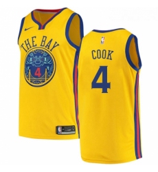 Womens Nike Golden State Warriors 4 Quinn Cook Swingman Gold NBA Jersey City Edition 