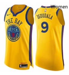 Womens Nike Golden State Warriors 9 Andre Iguodala Swingman Gold NBA Jersey City Edition