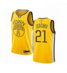 Youth Golden State Warriors 21 Jonas Jerebko Yellow Swingman Jersey Earned Edition 