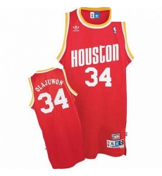 Mens Mitchell and Ness Houston Rockets 34 Hakeem Olajuwon Swingman Red Throwback NBA Jersey