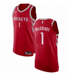 Mens Nike Houston Rockets 1 Tracy McGrady Authentic Red Road NBA Jersey Icon Edition