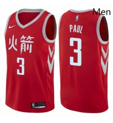 Mens Nike Houston Rockets 3 Chris Paul Authentic Red NBA Jersey City Edition