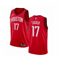 Womens Nike Houston Rockets 17 PJ Tucker Red Swingman Jersey Earned Edition 