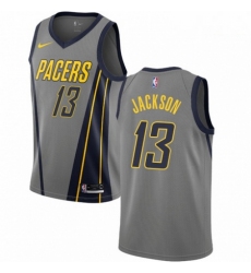 Mens Nike Indiana Pacers 13 Mark Jackson Swingman Gray NBA Jersey City Edition