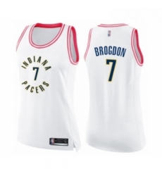 Womens Indiana Pacers 7 Malcolm Brogdon Swingman White Pink Fashion Basketball Jersey 