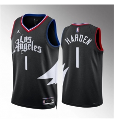 Men Los Angeles Clippers 1 James Harden Black Statement Edition Stitched Jersey